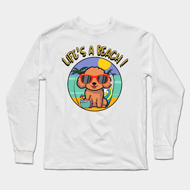 Funny brown dog is chilling on the beach Long Sleeve T-Shirt by Pet Station